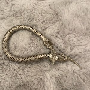 Vintage serpent Eve snake scale mesh eclipse chainmail bracelet rhinestone cuff